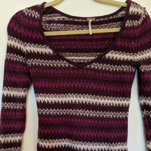 Free People Long Sleeve V-Neck Sweater
